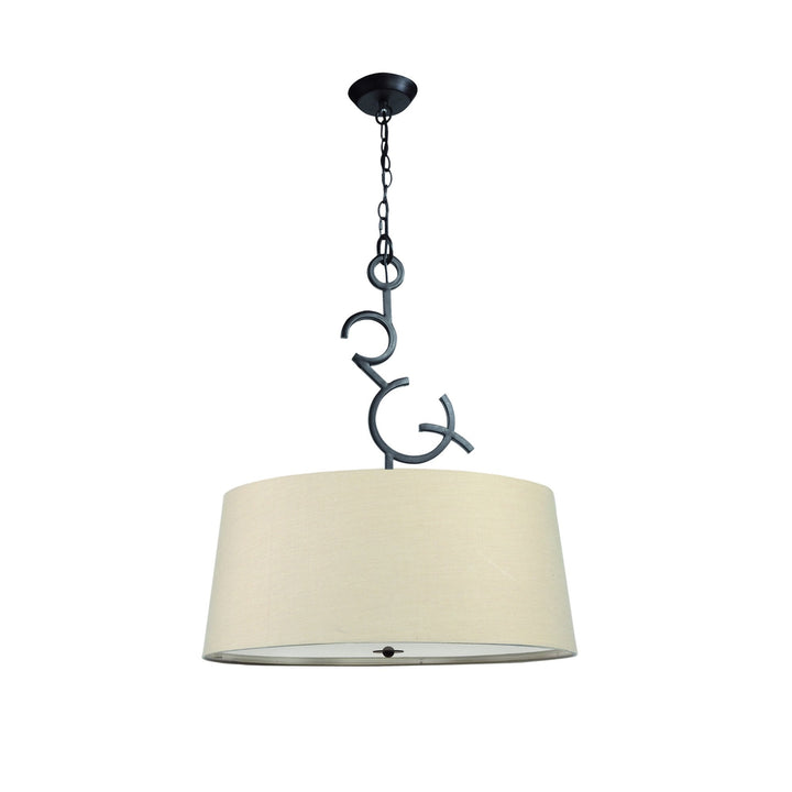 Mantra M5213 Argi Pendant 3 Light Round Taupe Shades Brown Oxide