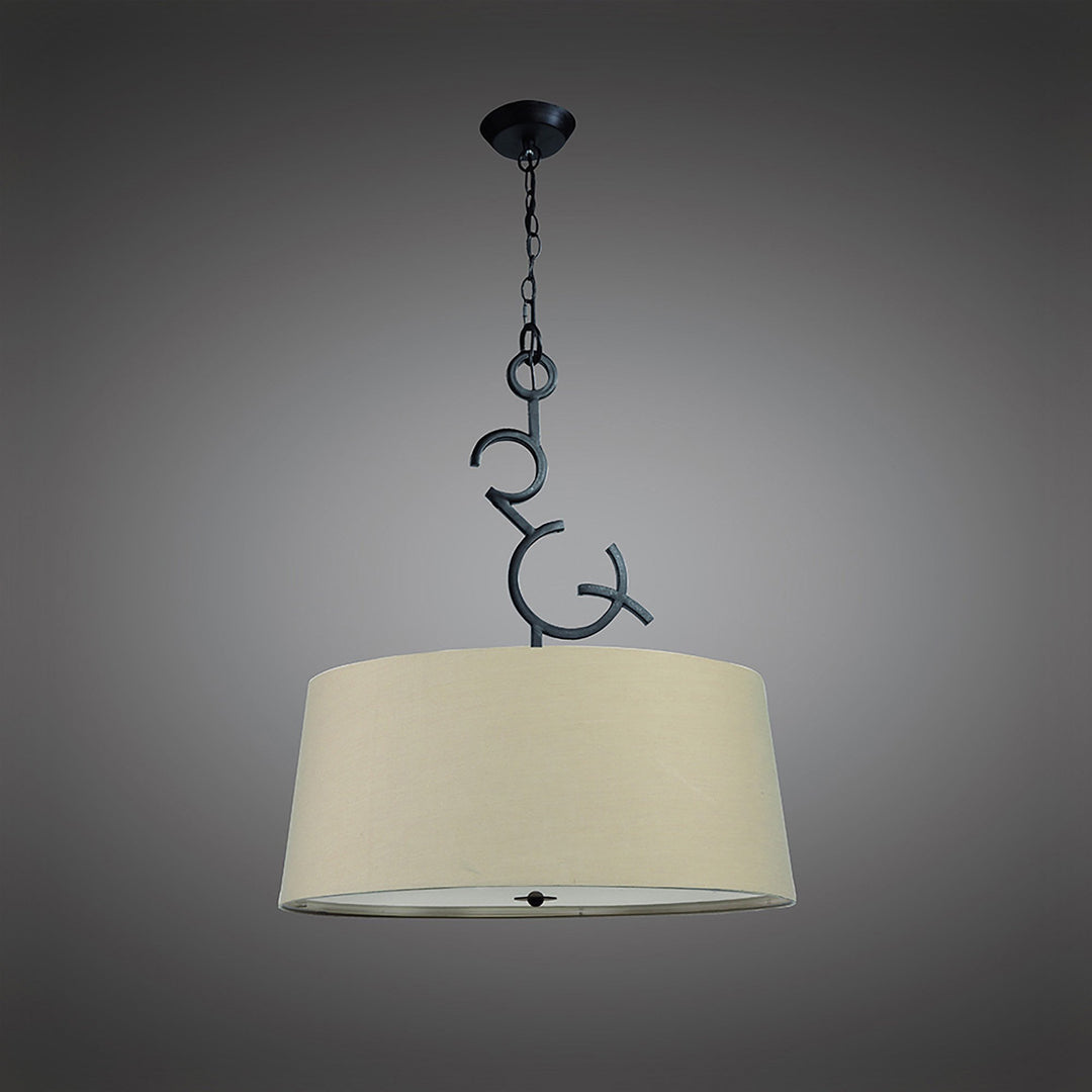 Mantra M5213 Argi Pendant 3 Light Round Taupe Shades Brown Oxide