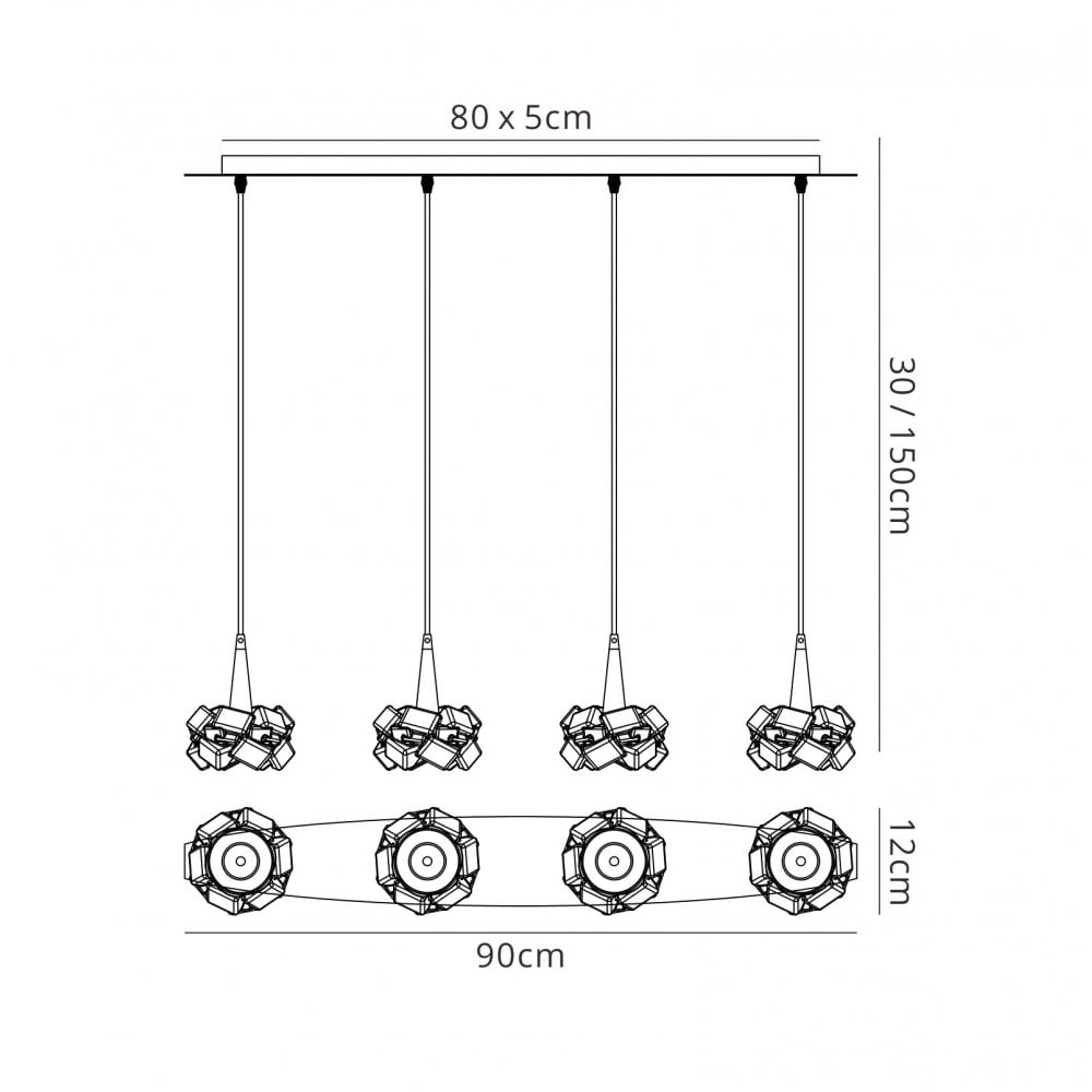 Mantra M3950 Artic Pendant 4 Light Line Polished Chrome