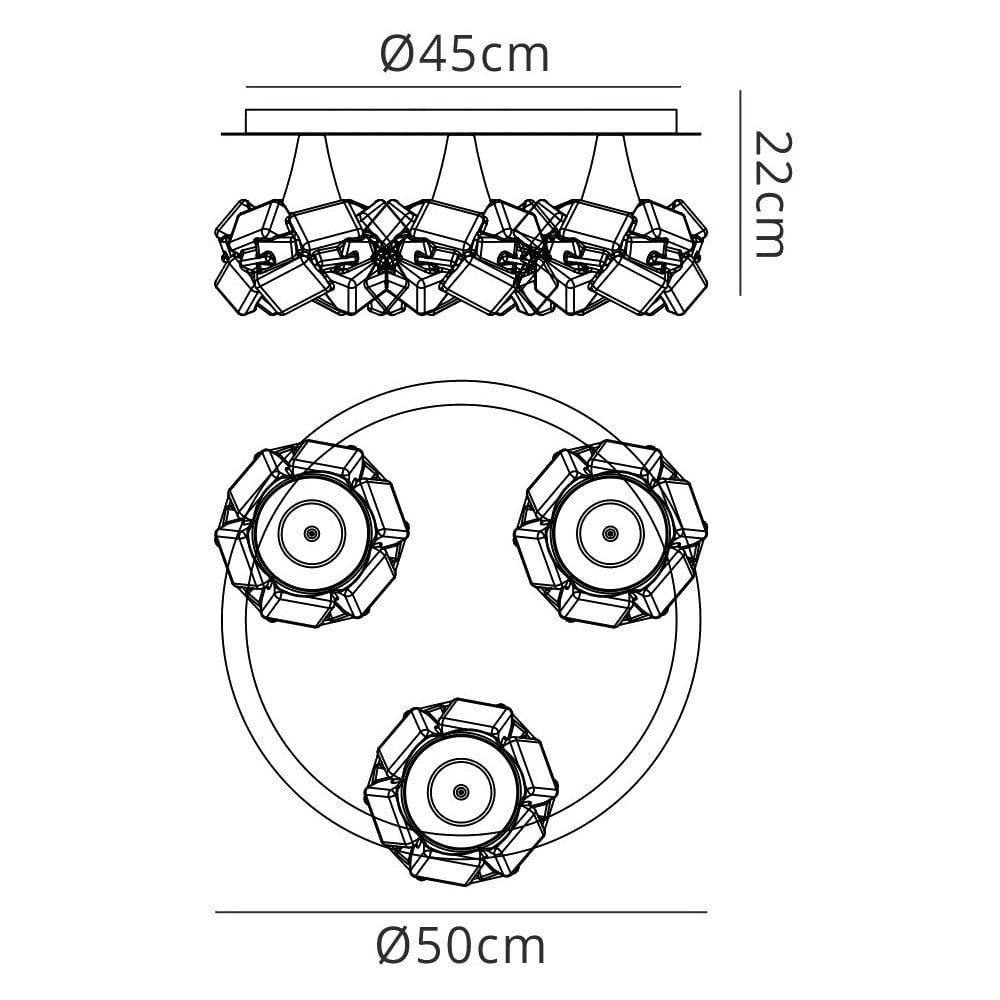 Mantra M3965 Artic Ceiling 3 Light Round Large Polished Chrome