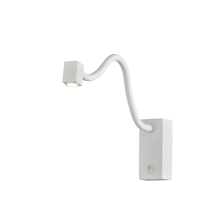 Mantra M6048 Boavista Switched Wall Lamp / Reader 1L 3W LED Square Head Spot Round Base Matt White