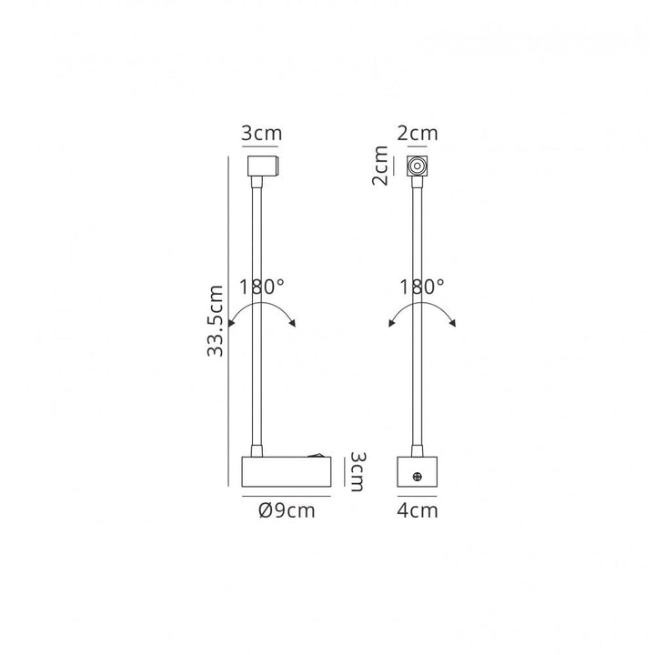 Mantra M6048 Boavista Switched Wall Lamp / Reader 1L 3W LED Square Head Spot Round Base Matt White