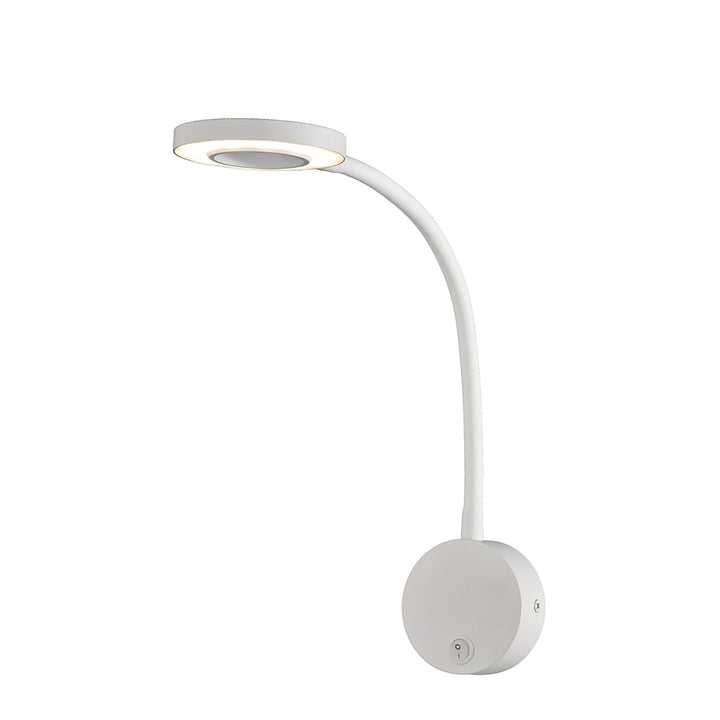 Mantra M6050 Boavista Switched Wall Lamp / Reader 1L 5W LED Ring Head Round Base Matt White