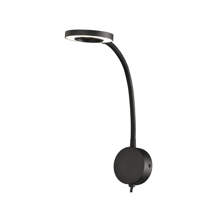 Mantra M6051 Boavista Switched Wall Lamp / Reader 1L 5W LED Ring Head Round Base Matt Black