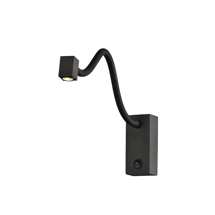 Mantra M6049 Boavista Switched Wall Lamp / Reader 1L 3W LED Square Head Spot Round Base Matt Black