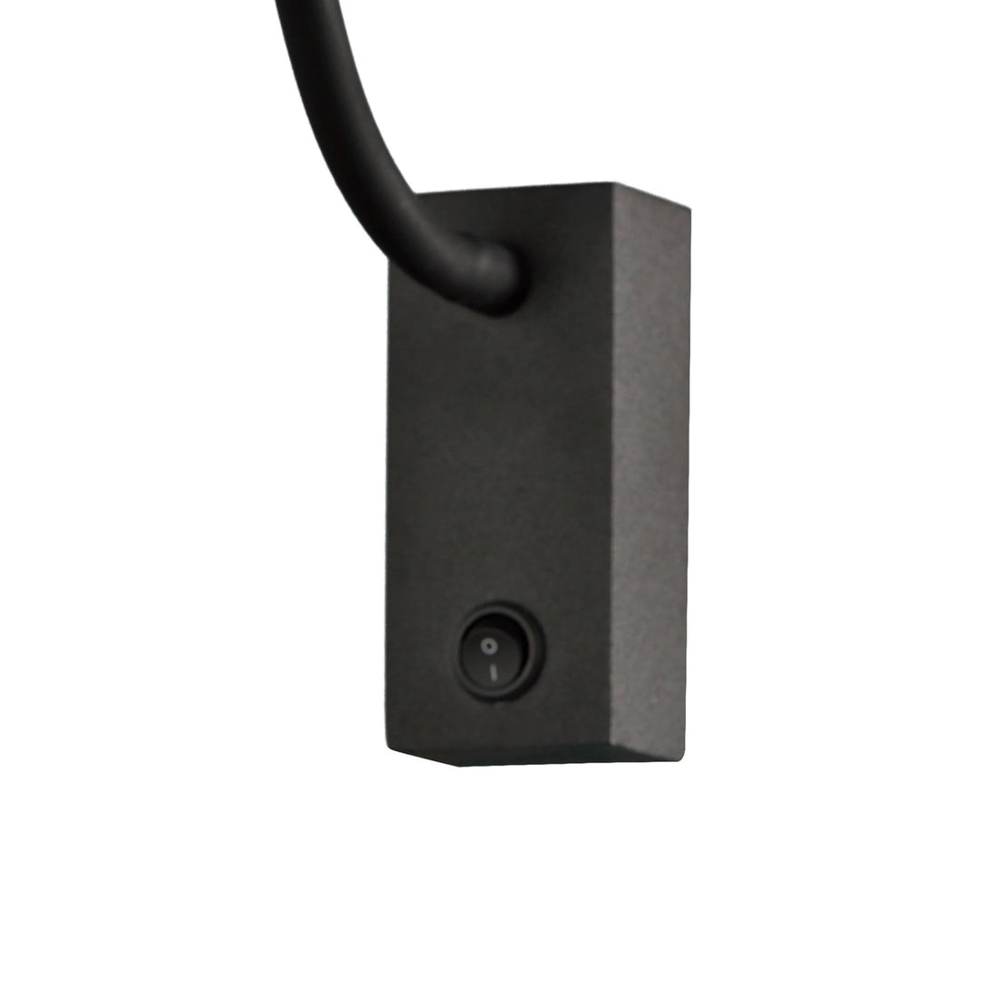 Mantra M6049 Boavista Switched Wall Lamp / Reader 1L 3W LED Square Head Spot Round Base Matt Black