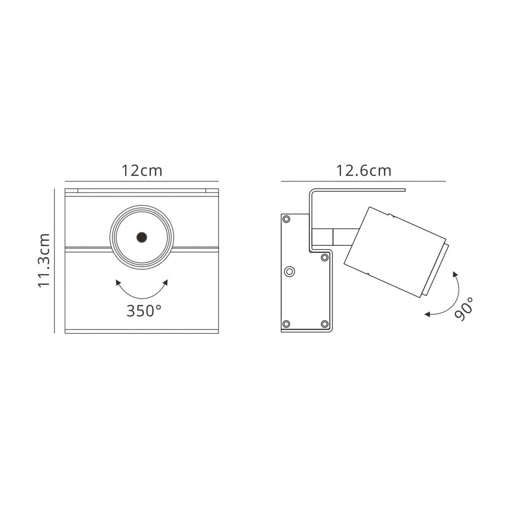 Mantra M5718 Bocaray Surface Mounted Spot / Wall Light 1 x 7W LED Matt White / Black