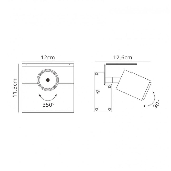 Mantra M5718 Bocaray Surface Mounted Spot / Wall Light 1 x 7W LED Matt White / Black