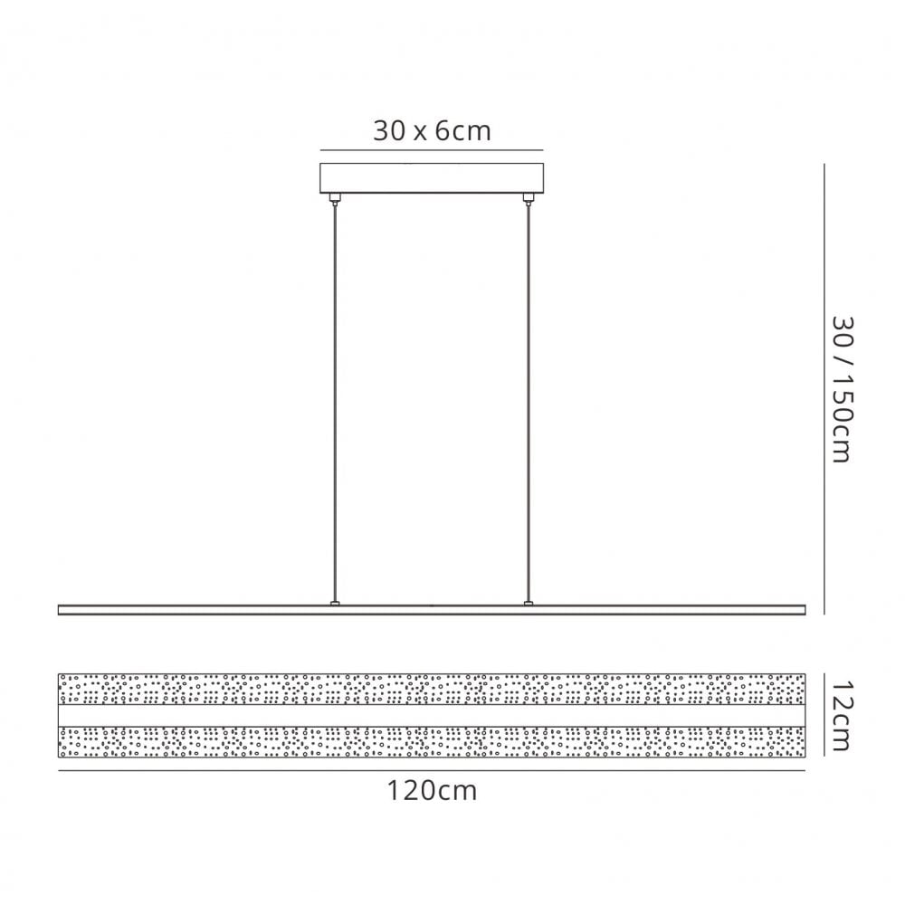 Mantra M5790 Burbuja Pendant Linear 120cm 48W LED Chrome