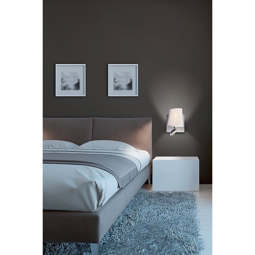 Mantra M5231 Bahia Wall Lamp Large With LED Reading Light Black Shade Satin Nickel