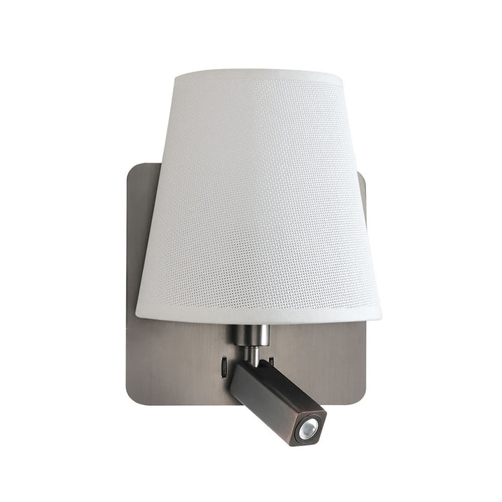 Mantra M5232 Bahia Wall Lamp Large With LED Reading Light White Shade Satin Nickel