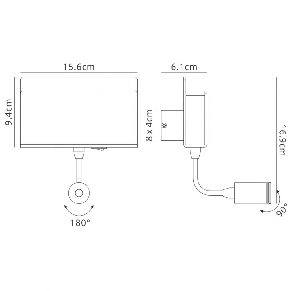 Mantra M5715 Cabarete Wall Light Rectangular 2 x 3W LED Switched White