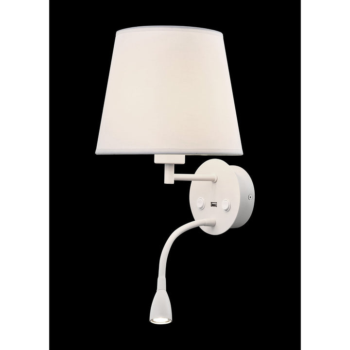 Mantra M6091 Caicos Wall + LED Reading Light USB Charger White