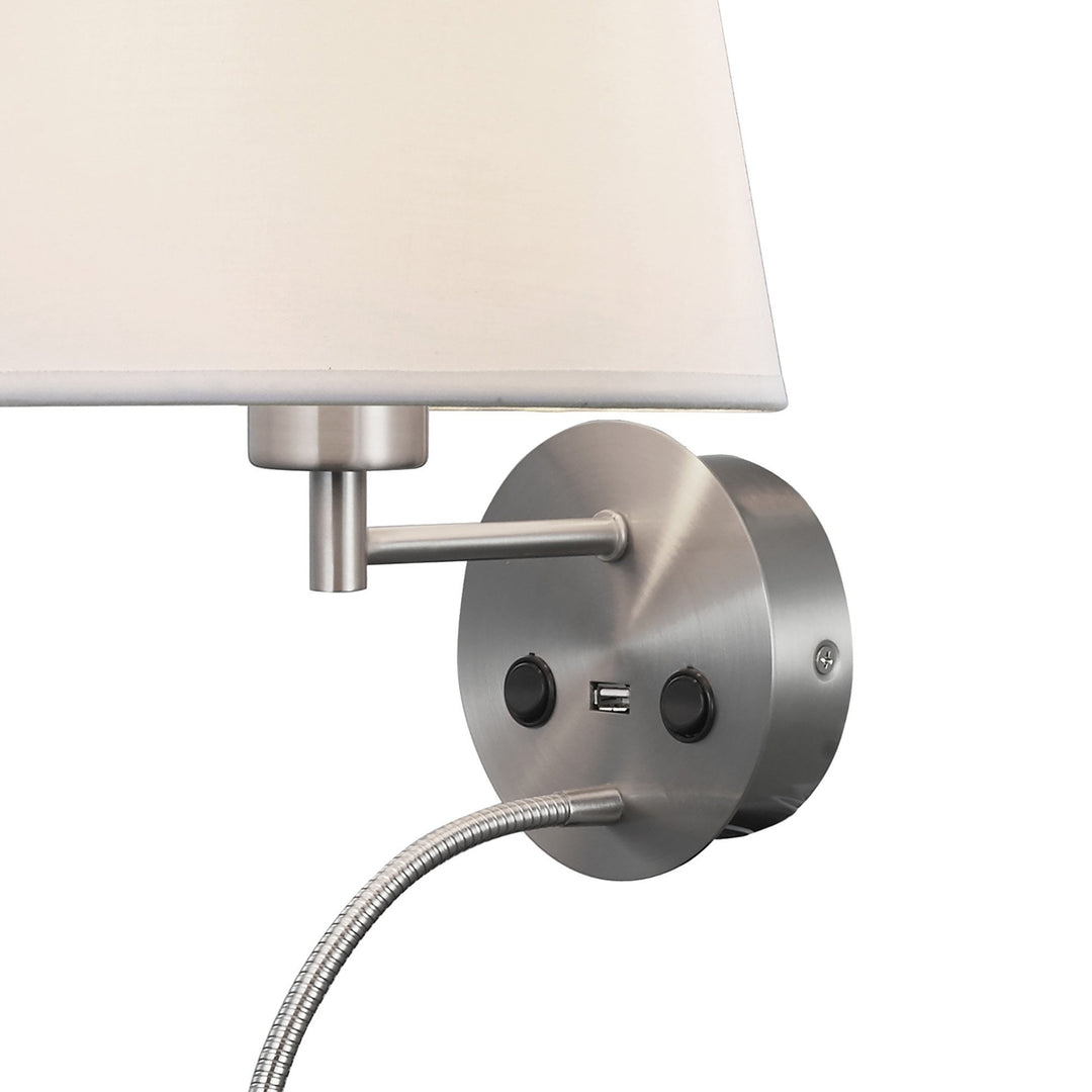 Mantra M6092 Caicos Wall + LED Reading Light USB Charger Satin Nickel