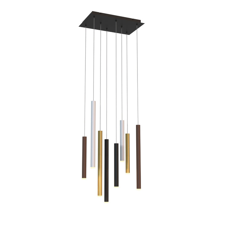 Mantra M8083 Cala Rectangle 8 Light Pendant 48W LED Sand White/Sand Black/Gold/Rust Brown