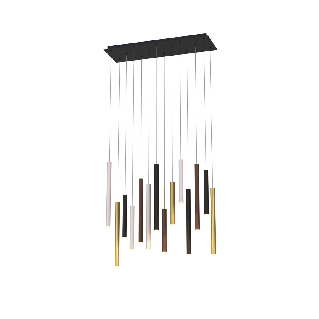 Mantra M8085 Cala Rectangle 14 Light Pendant 84W LED Sand White/Sand Black/Gold/Rust Brown