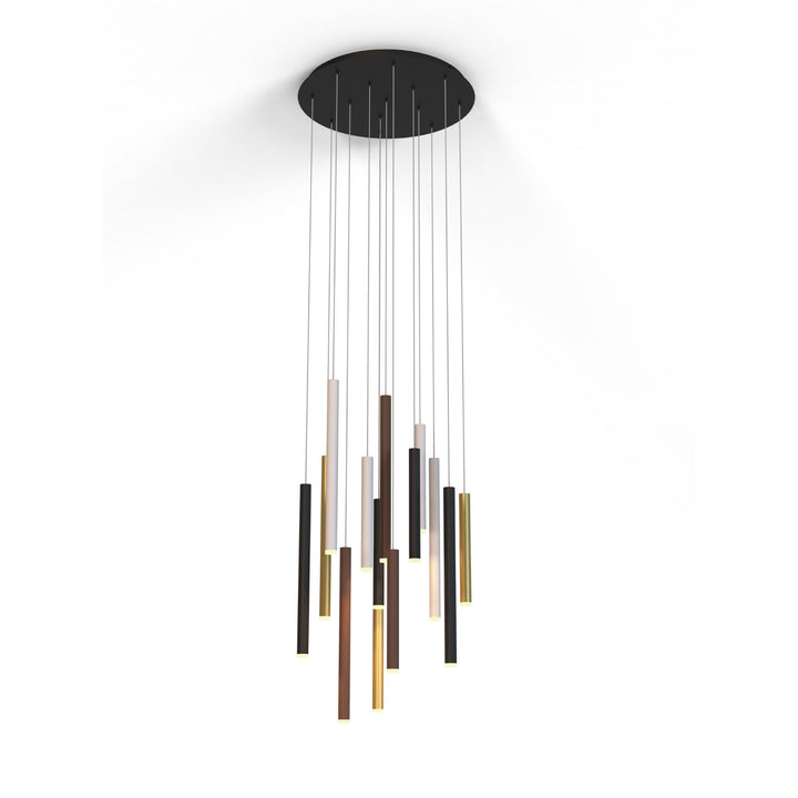 Mantra M8084 Cala Round 14 Light Pendant 84W LED Sand White/Sand Black/Gold/Rust Brown