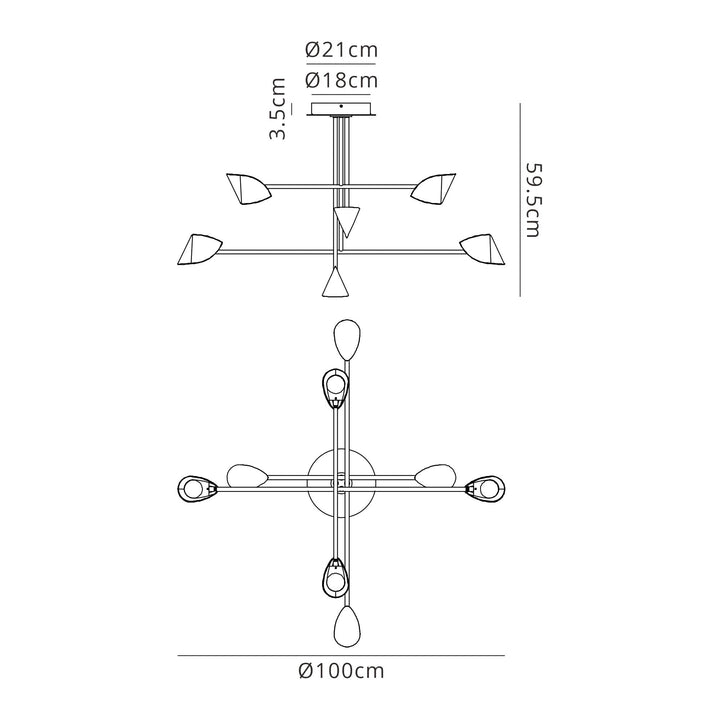 Mantra M7570 Capuccina 8 Light Fixed Pendant 61.5W LED White