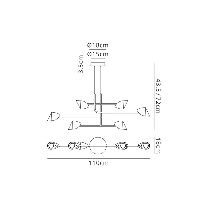 Mantra M7579 Capuccina 6 Light Linear Pendant 45W LED Black