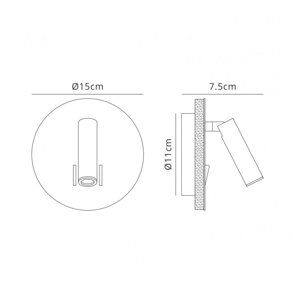 Mantra M6081 Cayman Round Wall + Reading Light 6W + 3W LED Satin Nickel