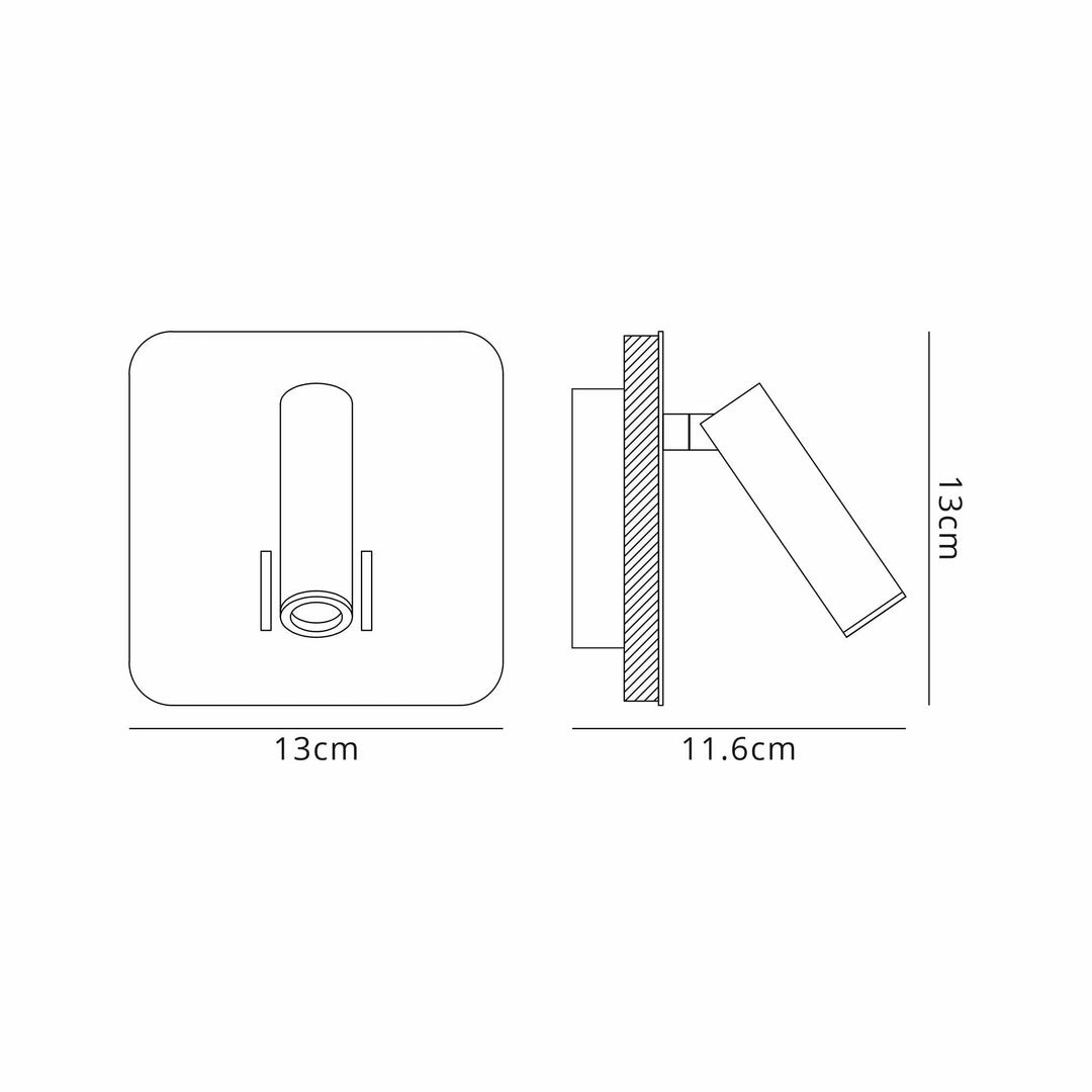 Mantra M7854 Cayman Square Wall + Reading Light 6W + 3W LED Satin Gold