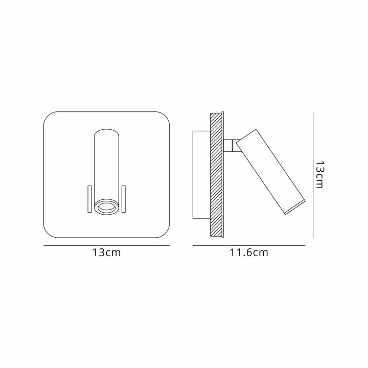 Mantra M7854 Cayman Square Wall + Reading Light 6W + 3W LED Satin Gold