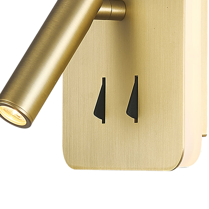 Mantra M7854 Cayman Square Wall + Reading Light 6W + 3W LED Satin Gold