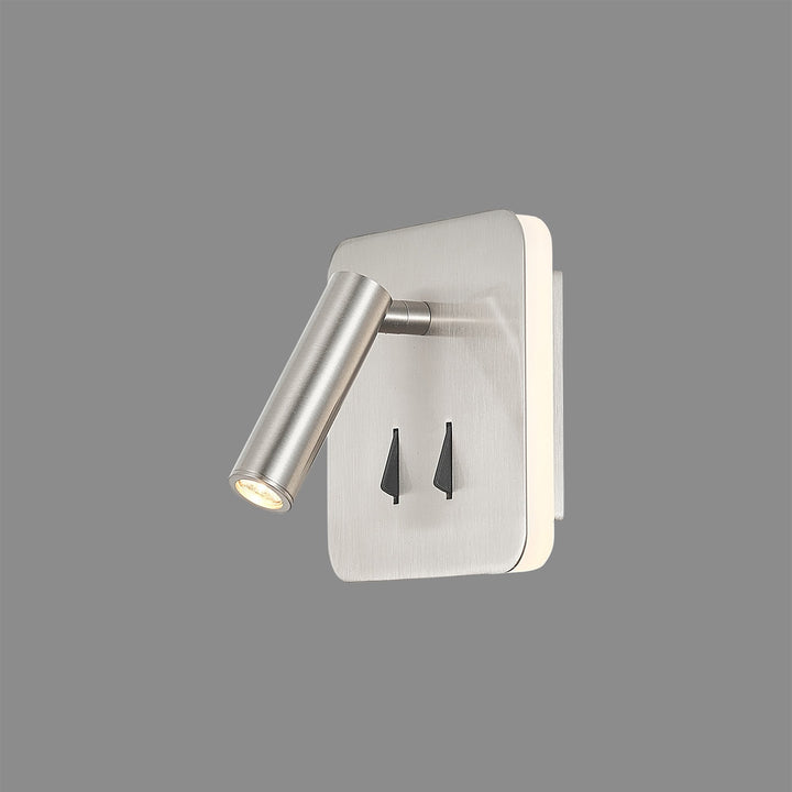 Mantra M7824 Cayman Square Wall + Reading Light 6W + 3W LED Satin Nickel