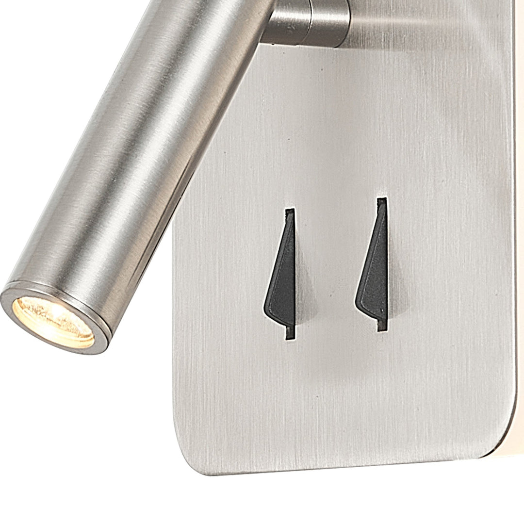 Mantra M7824 Cayman Square Wall + Reading Light 6W + 3W LED Satin Nickel