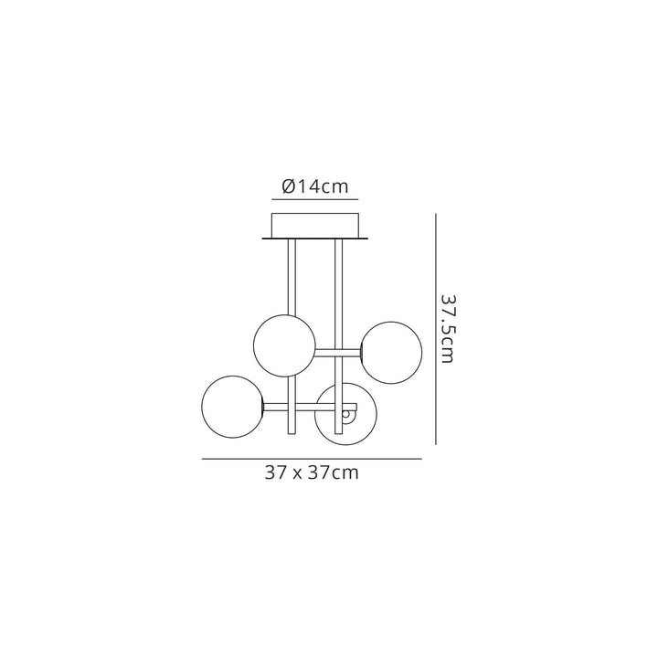 Mantra M7633K Cellar Semi Flush 4 Light Replaceable 5W LEDs Black