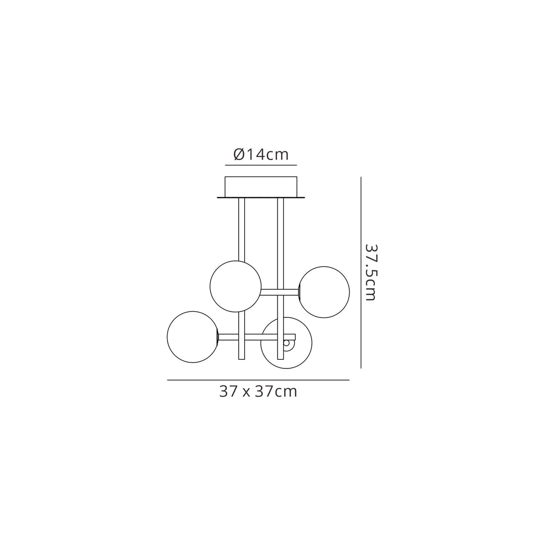 Mantra M7633 Cellar Semi Flush 4 Light Replaceable 5W LEDs Black