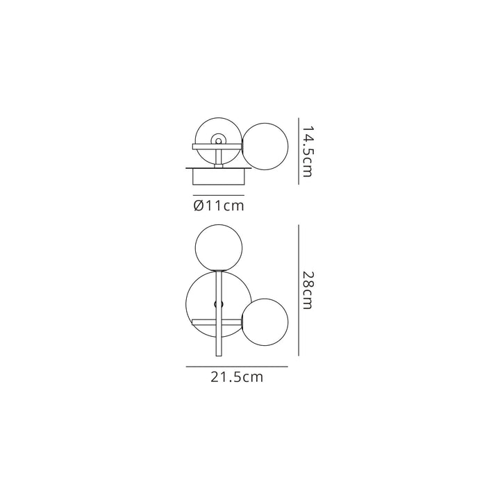 Mantra M7635K Cellar Right Wall Lamp 2 Light Replaceable 5W LEDs Black