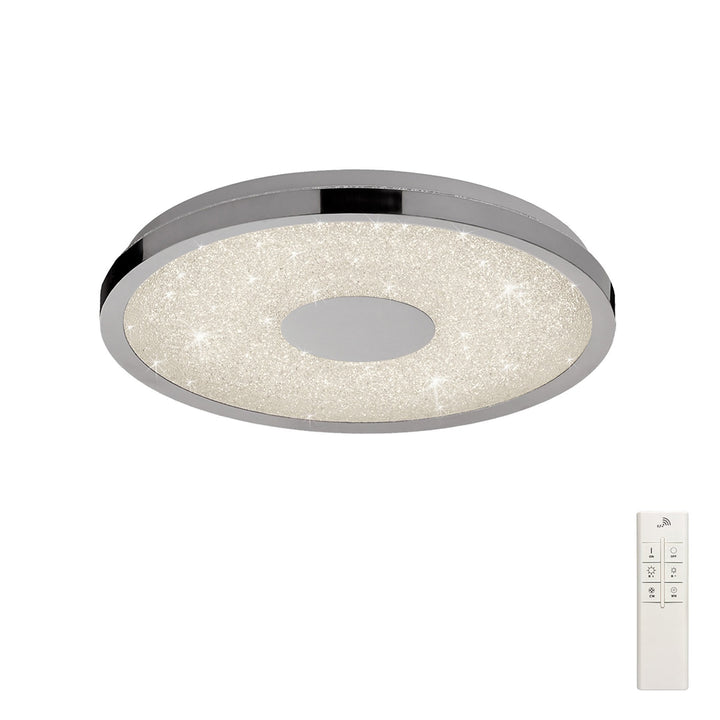 Mantra M5931 Centara Flush 38cm Round 18W LED -6500K Tuneable Remote Control Chrome / Acrylic