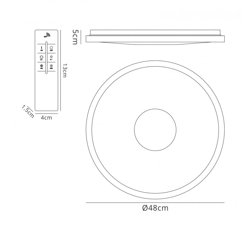 Mantra M5930 Centara Flush 48cm Round 40W LED -6500K Tuneable Remote Control Chrome / Acrylic