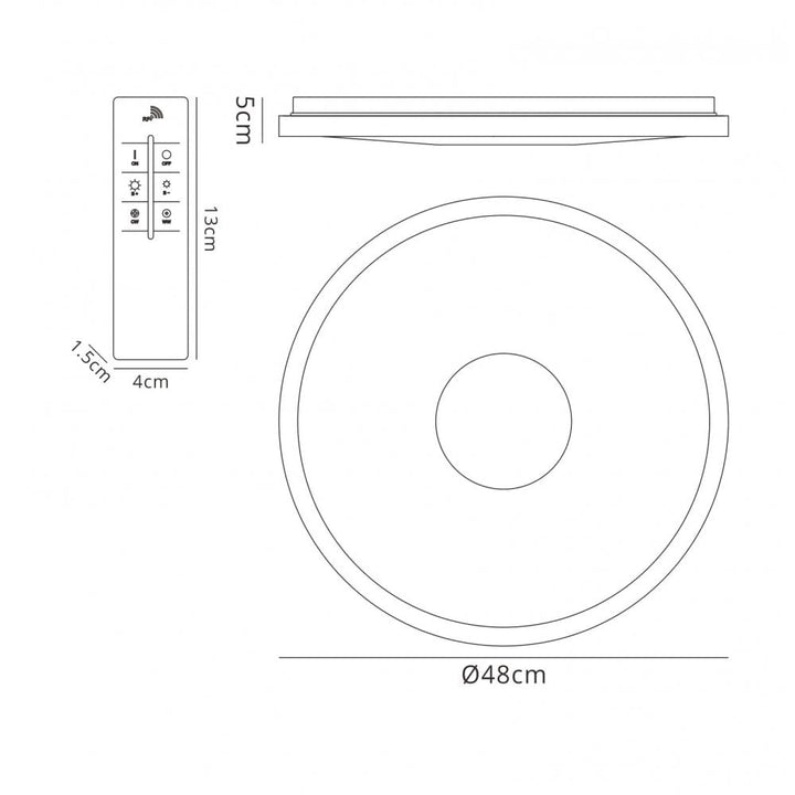 Mantra M5930 Centara Flush 48cm Round 40W LED -6500K Tuneable Remote Control Chrome / Acrylic