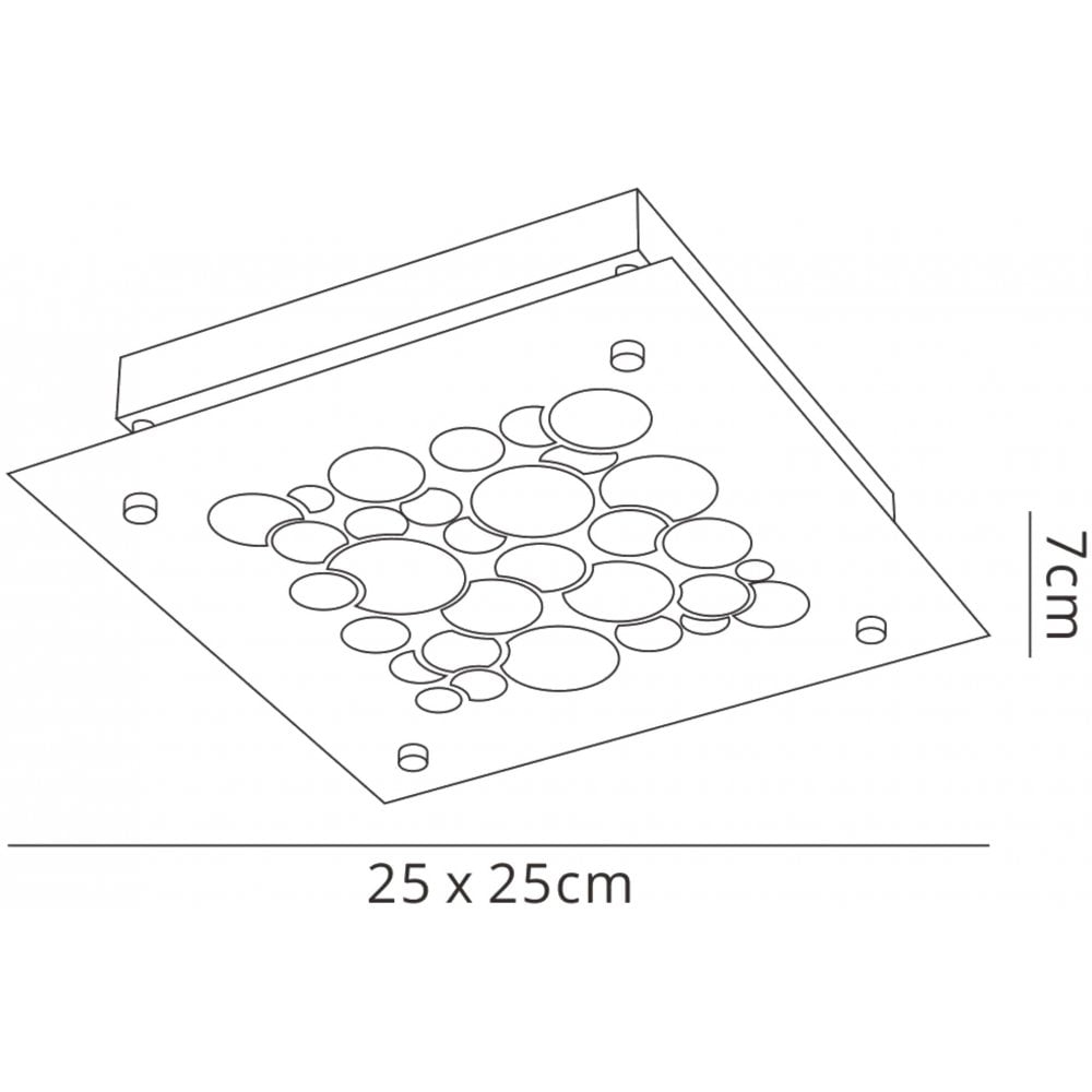 Mantra M5551 Coral Flush 25cm Square 15.5W LED Chrome / Crystal Sand