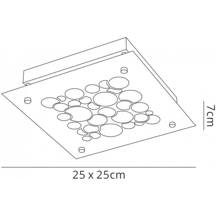 Mantra M5551 Coral Flush 25cm Square 15.5W LED Chrome / Crystal Sand