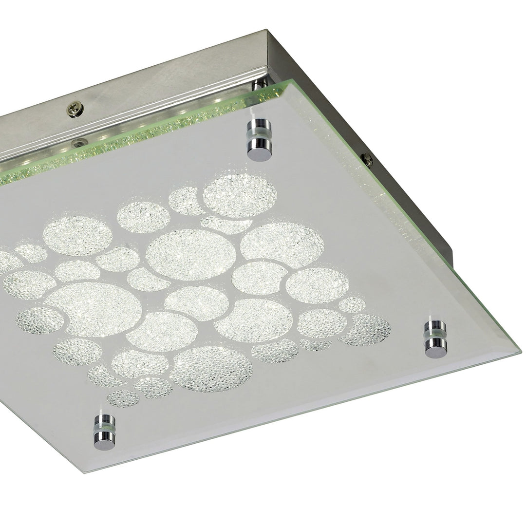 Mantra M5551 Coral Flush 25cm Square 15.5W LED Chrome / Crystal Sand