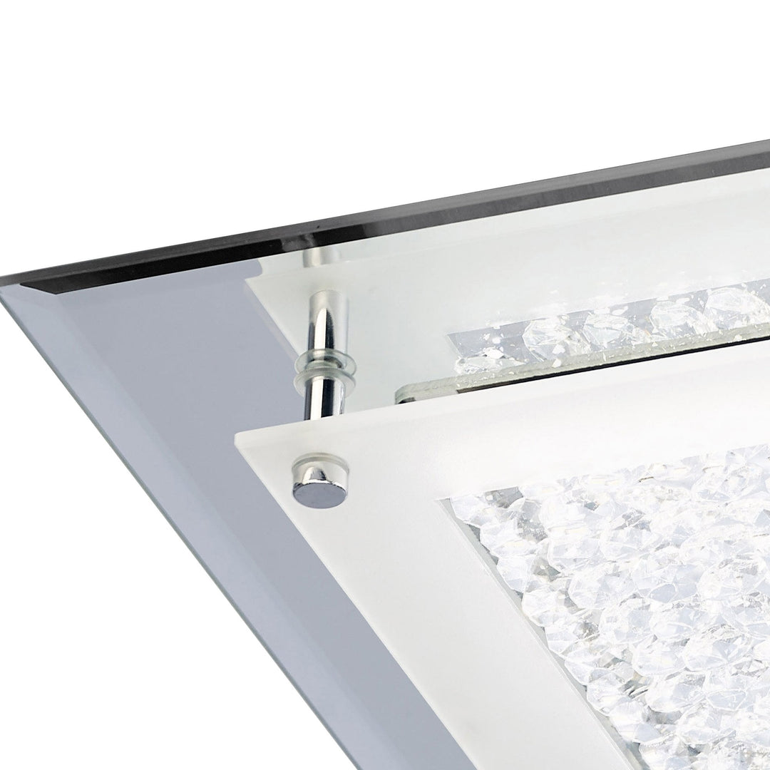 Mantra M4580 Cristal Flush Light 28cm Square 12W LED Polished Chrome / Cristal