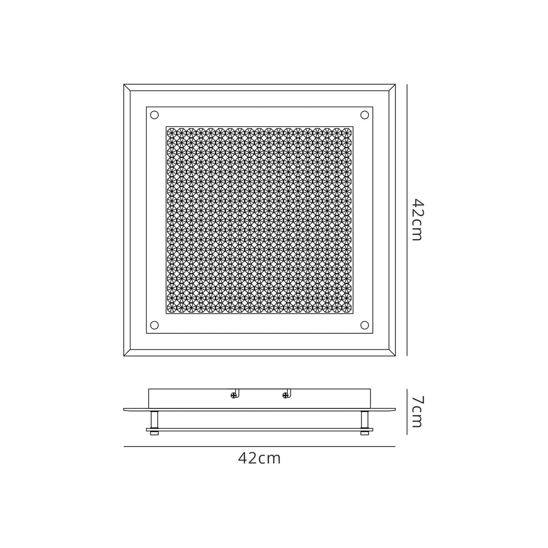 Mantra M4582 Cristal Flush Light 42cm Square 21W LED Polished Chrome / Cristal