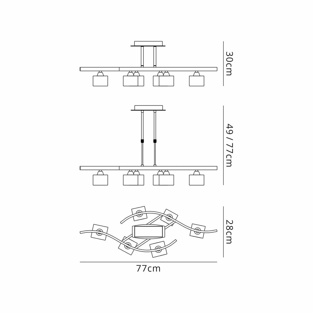 Mantra M2357SN Cuadrax Rectangular Semi Flush 6 Light G9 Satin Nickel