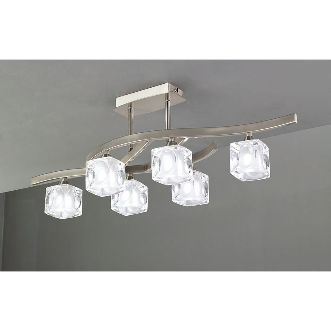 Mantra M2357SN Cuadrax Rectangular Semi Flush 6 Light G9 Satin Nickel