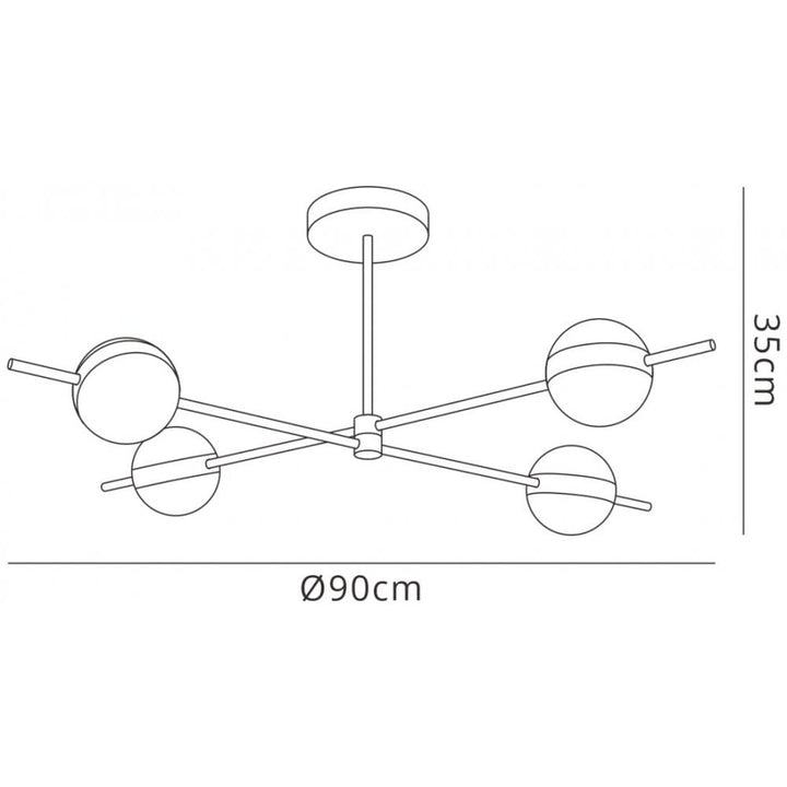 Mantra M7162 Cuba Ceiling 4 Light 32W LED Gold/Black