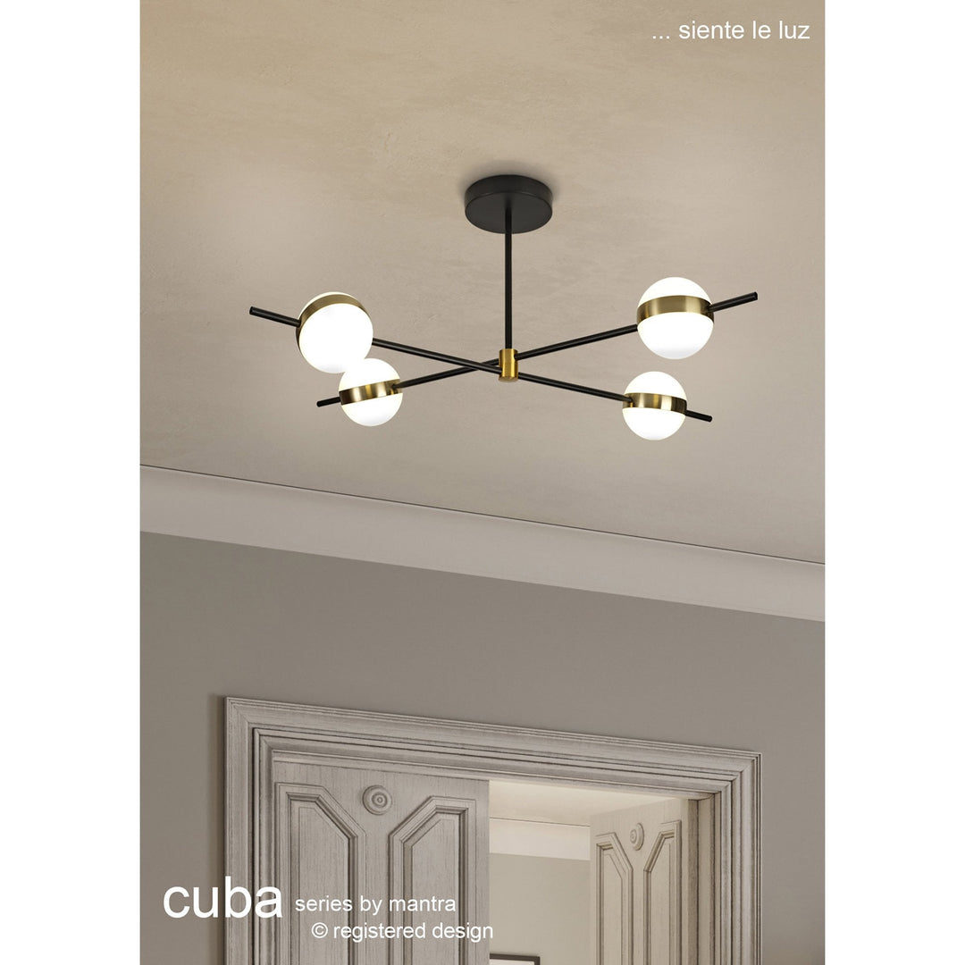 Mantra M7161 Cuba Linear Pendant 4 Light 32W LED Gold/Black