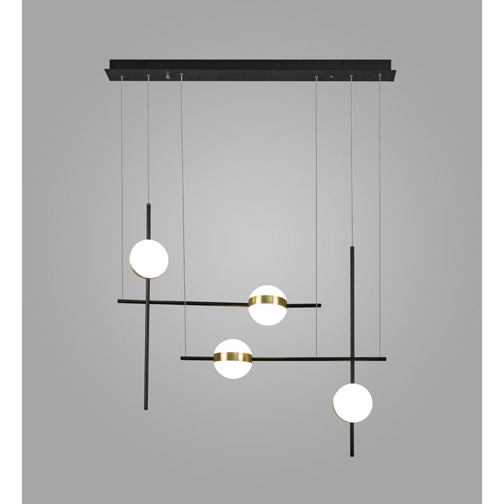 Mantra M7160 Cuba Criss Cross Linear Pendant 4 Light 32W LED Gold Black