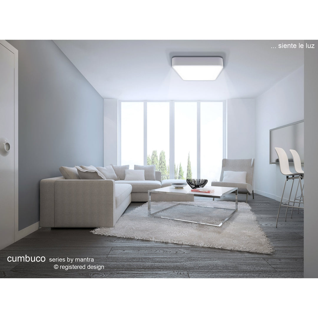 Mantra M5502 Cumbuco Flush 40cm Square 35W LED White/Acrylic