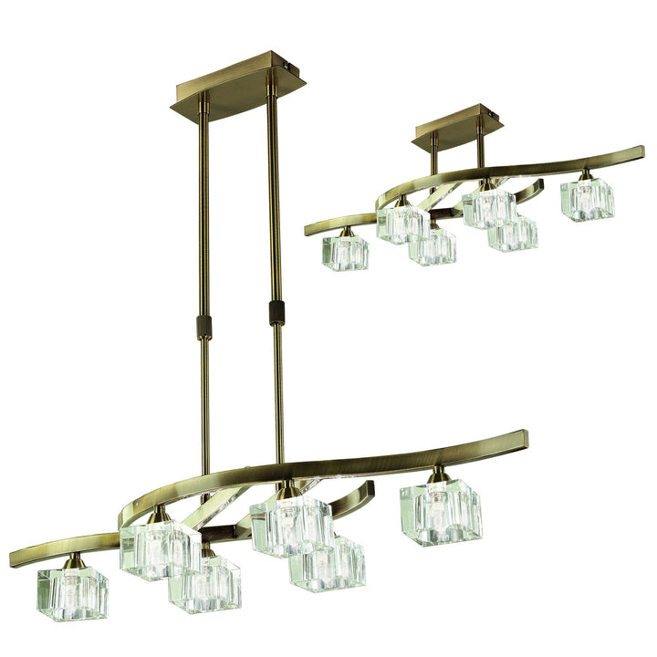 Mantra M2357AB Cuadrax Telescopic Pendant 6 Light