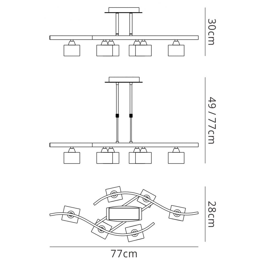 Mantra M2357AB Cuadrax Telescopic Pendant 6 Light