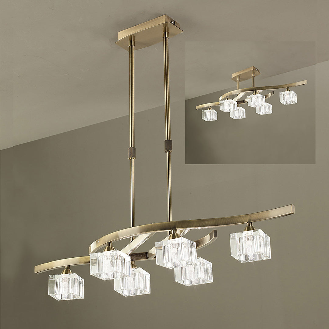 Mantra M2357AB Cuadrax Telescopic Pendant 6 Light