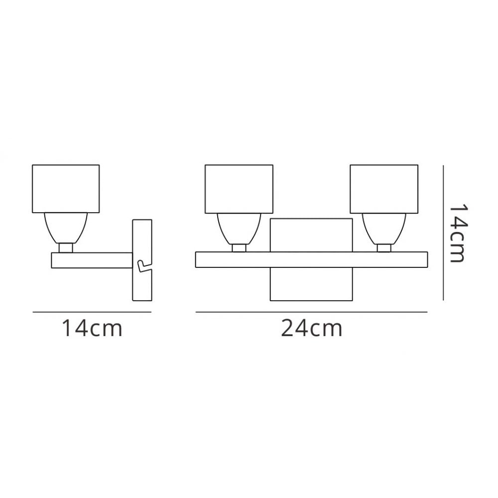 Mantra M2364AB/S | Cuadrax | 2-Light Wall Lamp